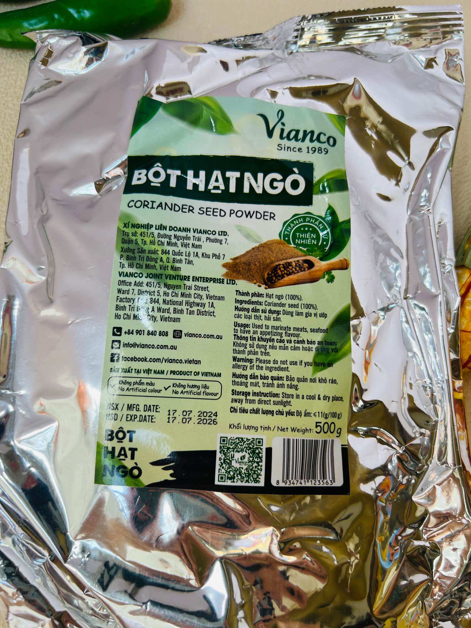 BỘT HẠT NGÒ VIANCO - 500GRAM