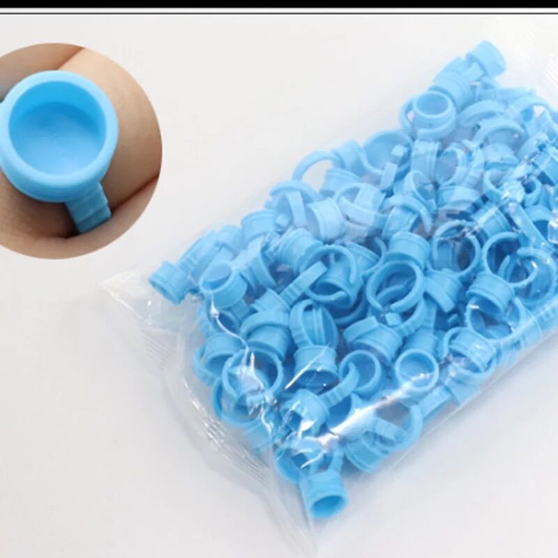 Nhẫn đựng mực phun xăm, nối mi - màu xanh