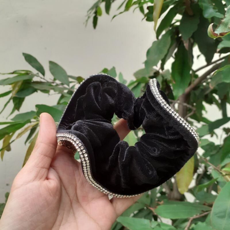 Cột tóc nhung đính xoàn 2 hàng