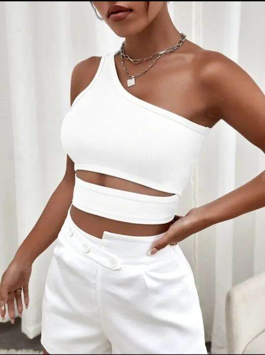 Áo croptop (M06 ) lệch vai hở eo
