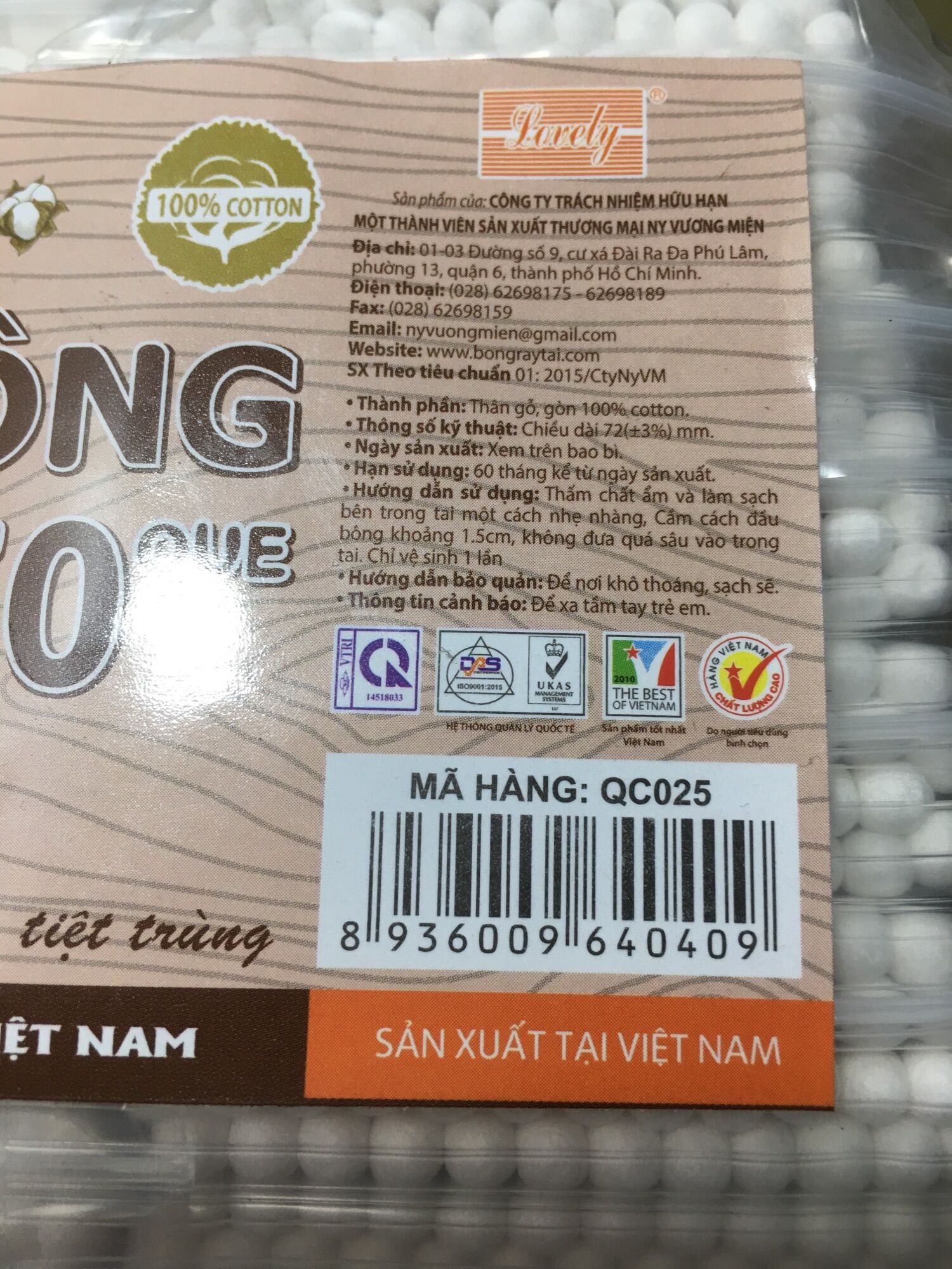 Tăm bông ráy tai thân gỗ - Lô 12 gói (550 que) LOVELY 100% cotton ...