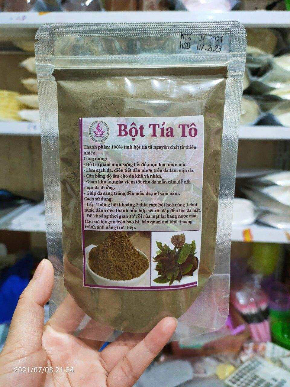 100g bột lá tía tô nguyên chất  đắp mặt giảm nám/mụn