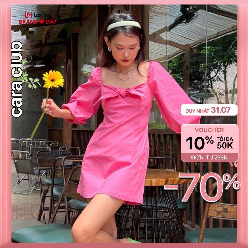 CARA Đầm Ngắn Nữ Rabbit kiểu tay lỡ thắt nơ phía trước trẻ trung năng động