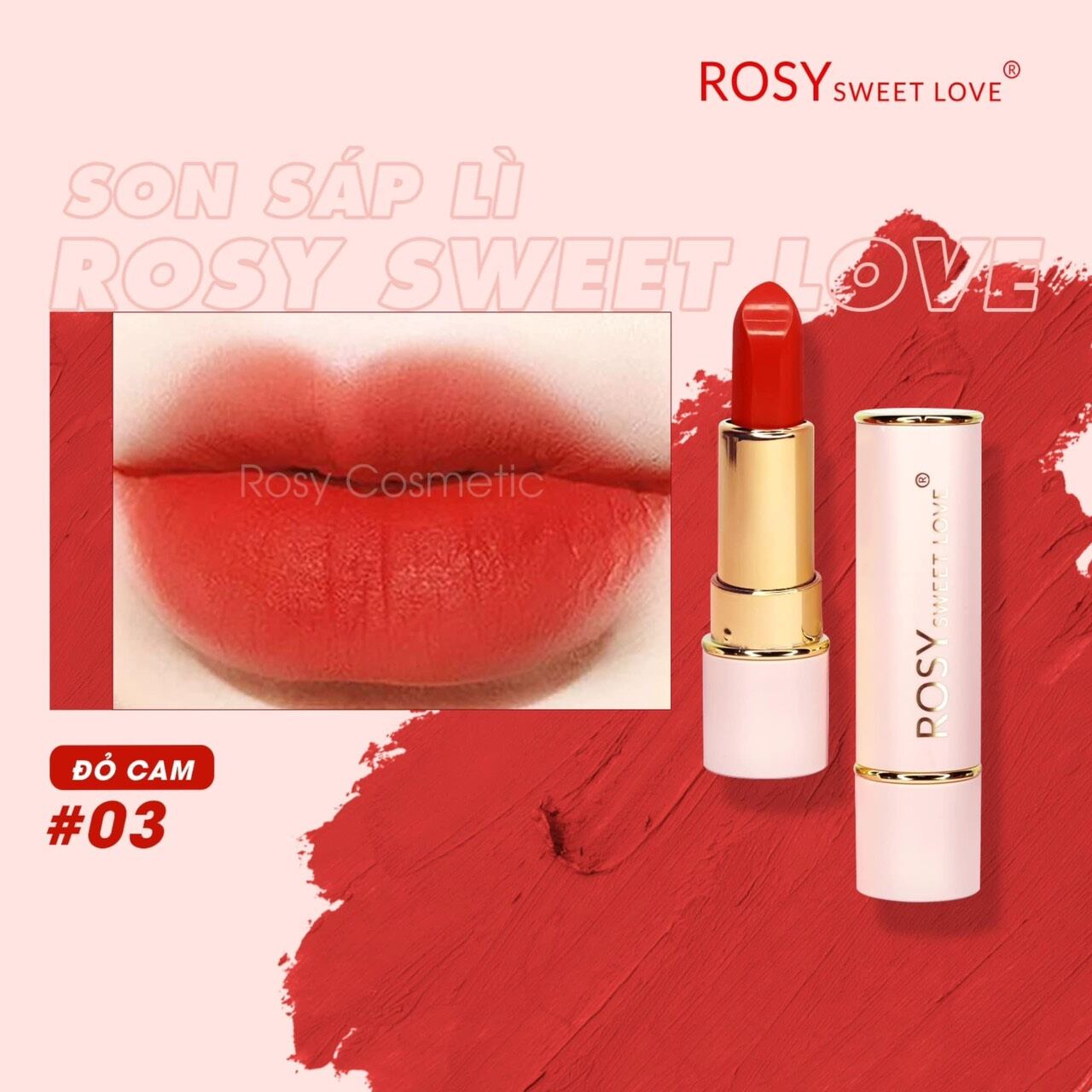 [chính hãng] son sáp lì Rosy đỏ cam an toàn mẹ bầu
