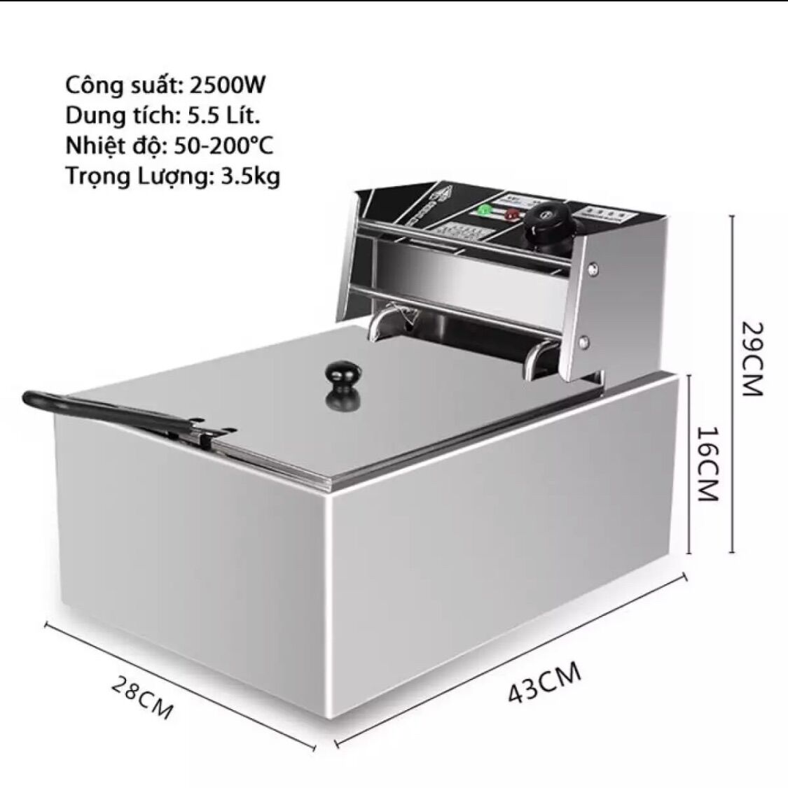 Bếp chiên nhúng 2500W công nghiệp