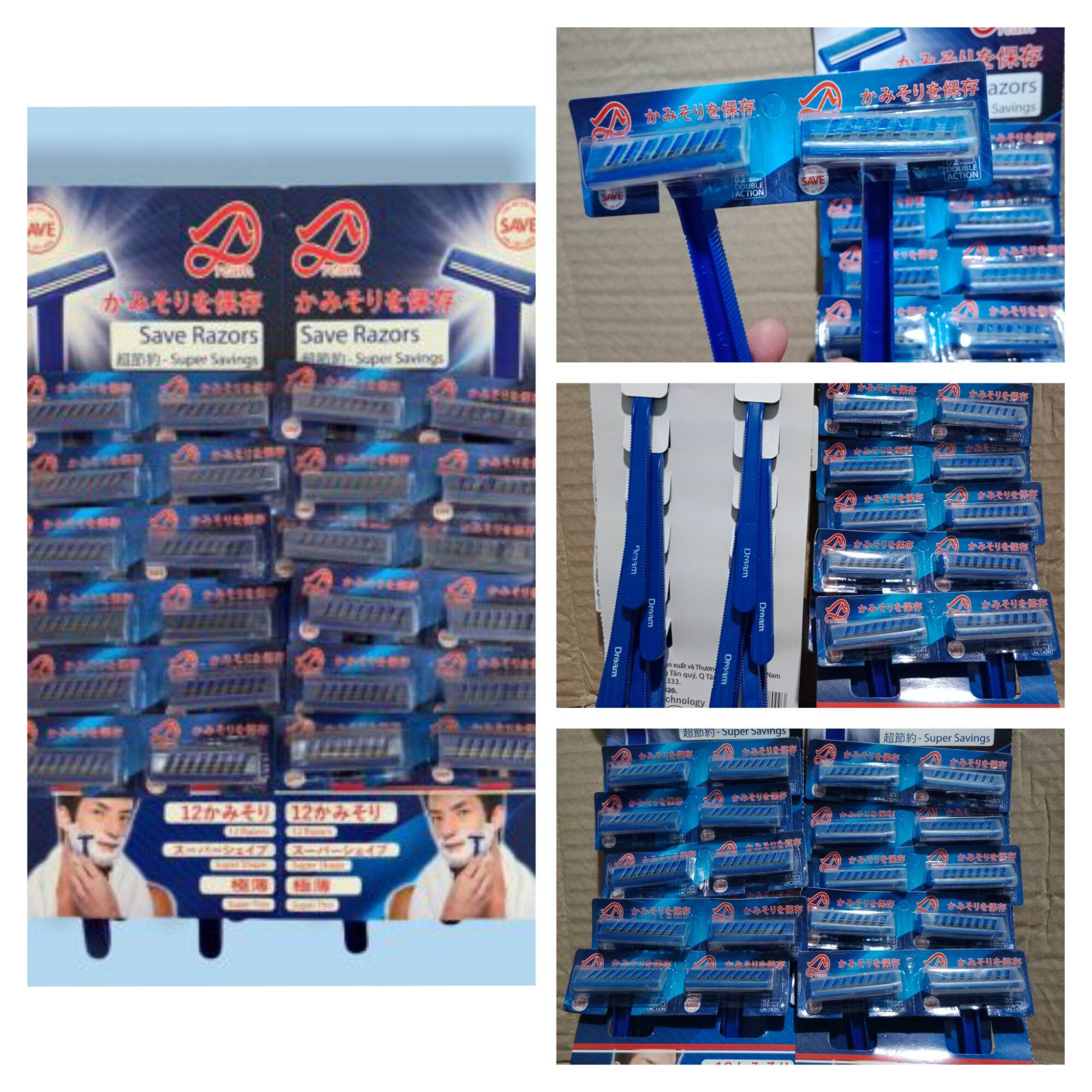 Vỉ 12 cây Dao cạo râu Dream lưỡi kép cao cấp Hàn Quốc Cán xanh