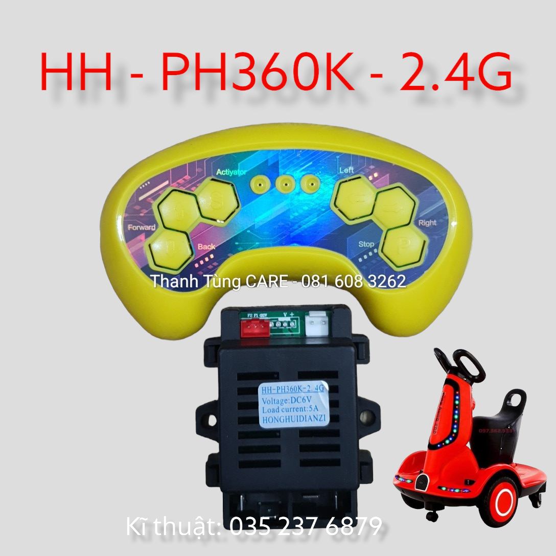 Bo mạch - điều khiển từ xa xe điện trẻ em 360° hh ph360k - 2.4g 6v | hàng chính hãng cho xe quay 360°