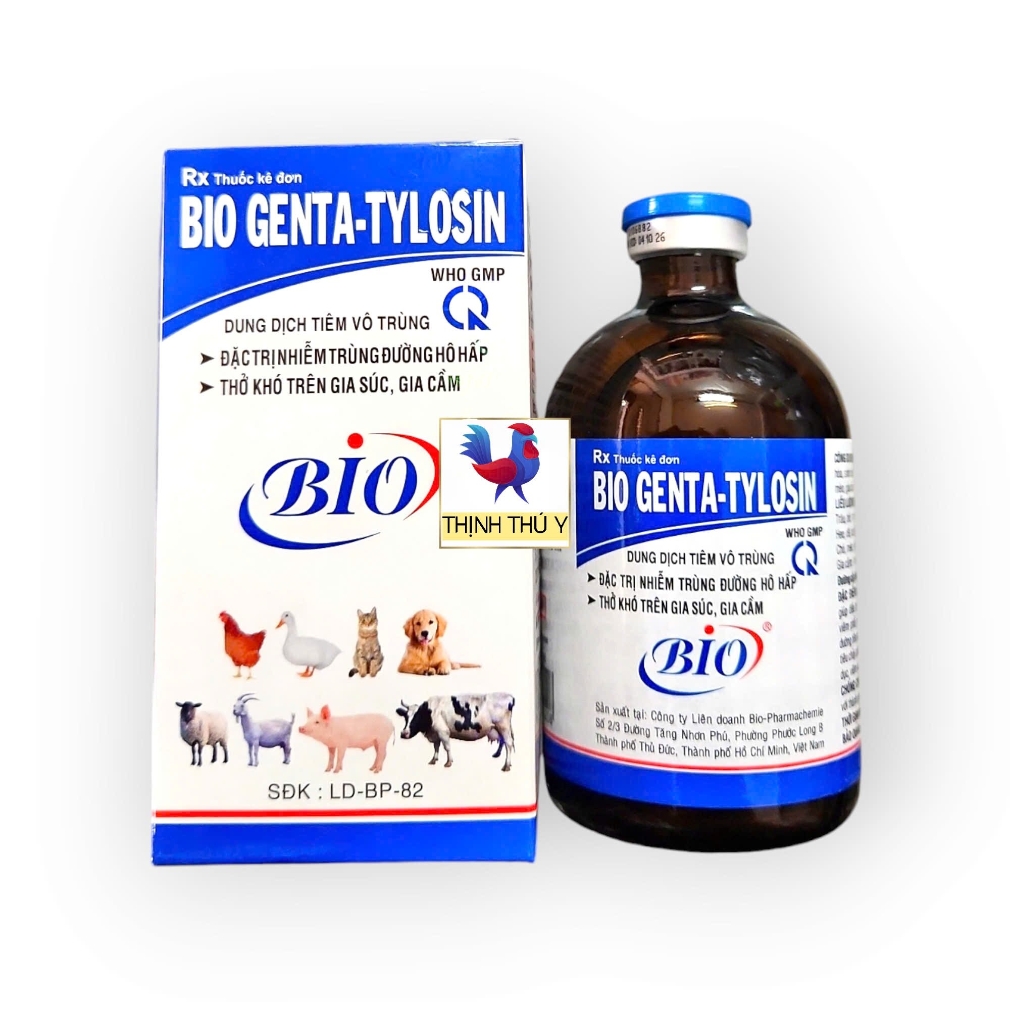 Bio GENTA TYLOSIN (100ml) - Đặc tr.i nhiễm trùng đường hô hấp, thở khó, CRD, tụ huyết trùng, tiêu ch