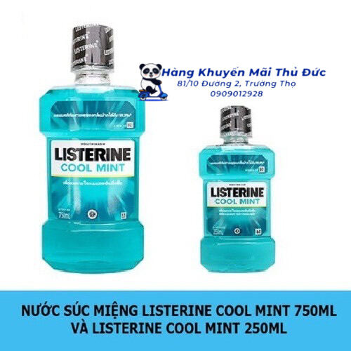 Combo 2 Chai Nước Xúc Miệng Listerine Cool Mint Thái (Chai 750Ml & 250Ml)