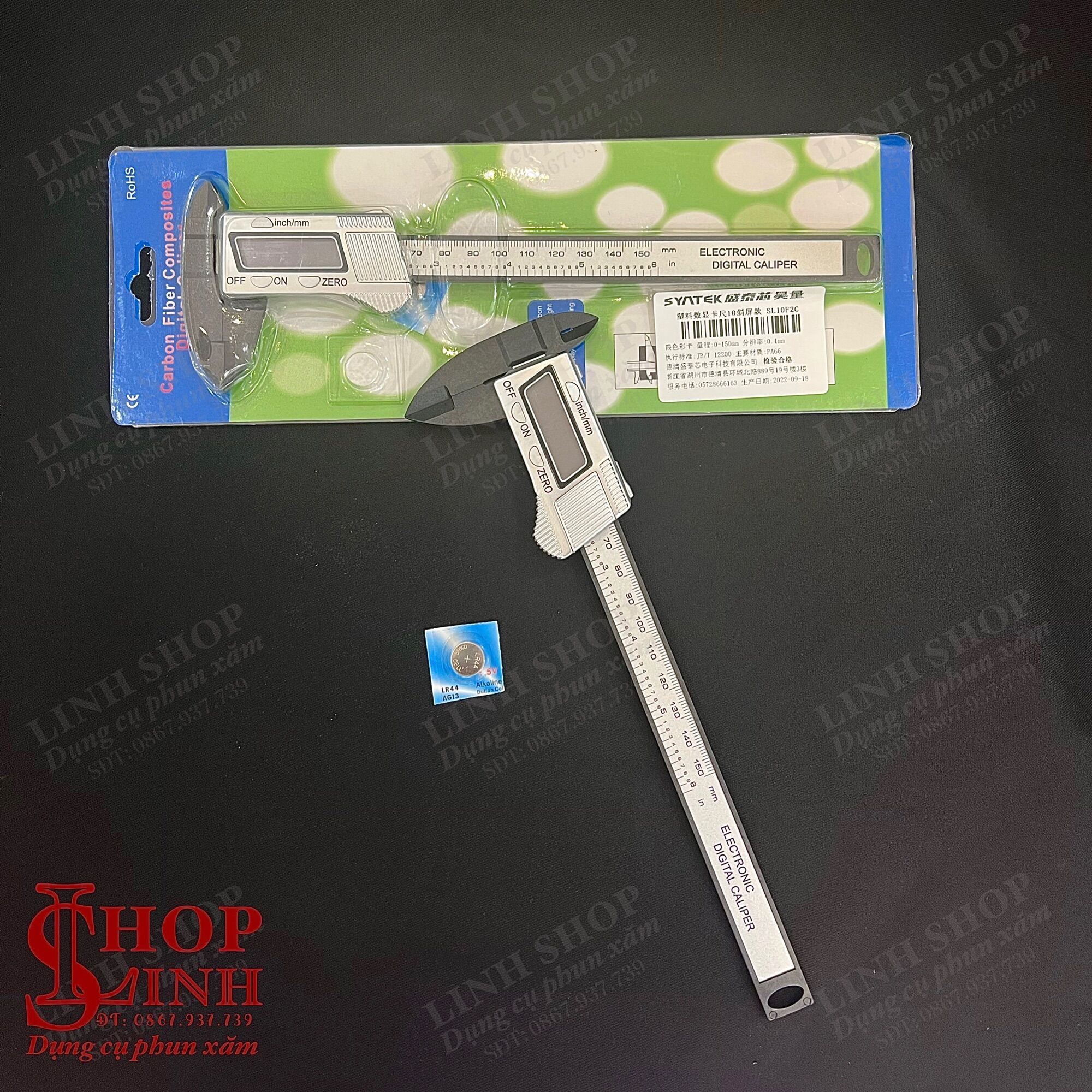 Thước điện tử đo lông mày 150mm cao cấp
