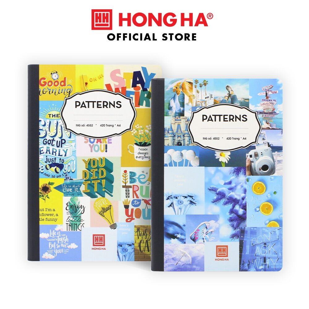 Sổ bìa bồi / sổ giáo án kẻ ngang Hồng Hà 420 trang Patterns định lượng 58gsm bìa mới 2023
