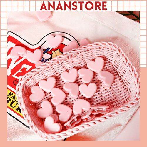Combo 3 kẹp giấy hình trái tim màu hồng xinh xắn ananstore