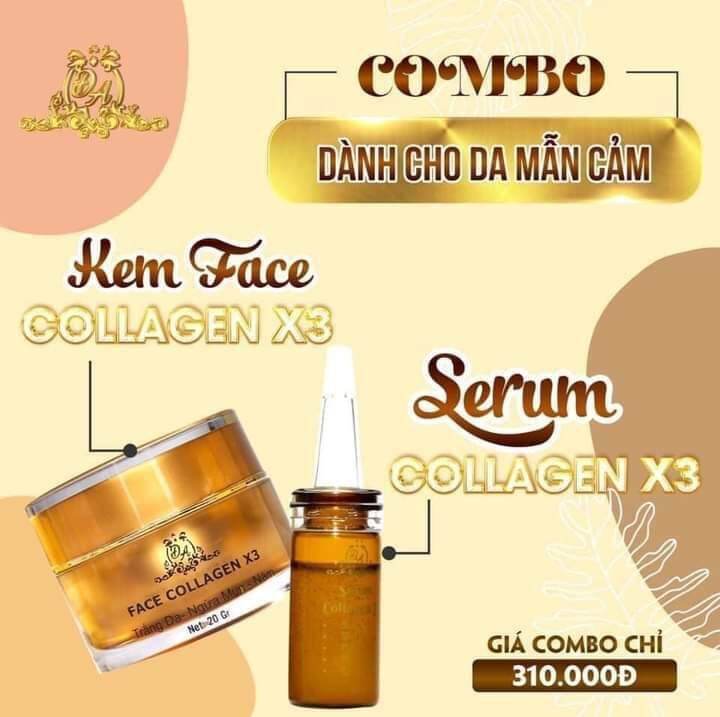 Combo Kem Face Serum Collagen X3 Đ&Ocircng Anh