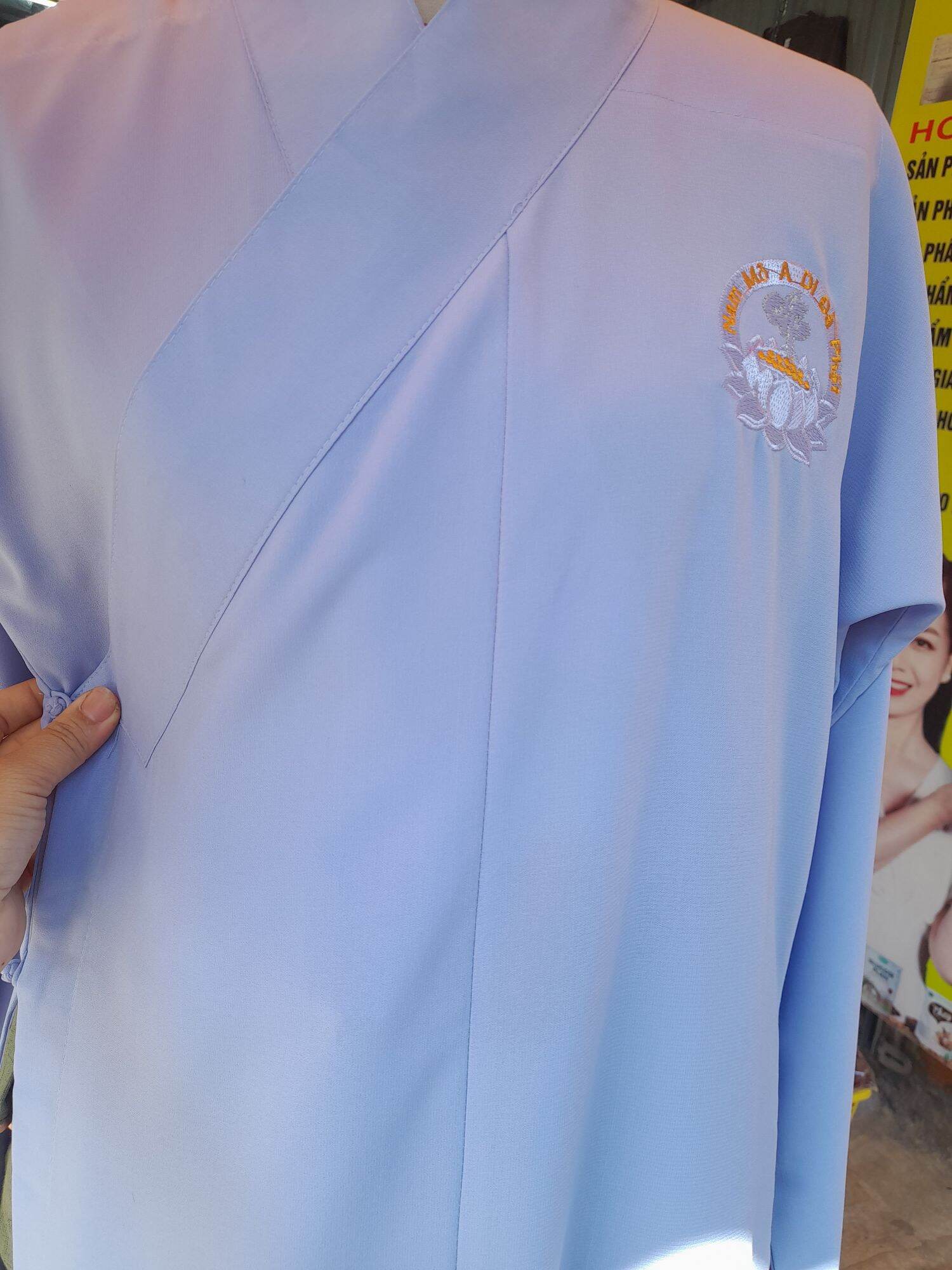 Áo Tràng Silk Lam thêu hoa sen siêu mát