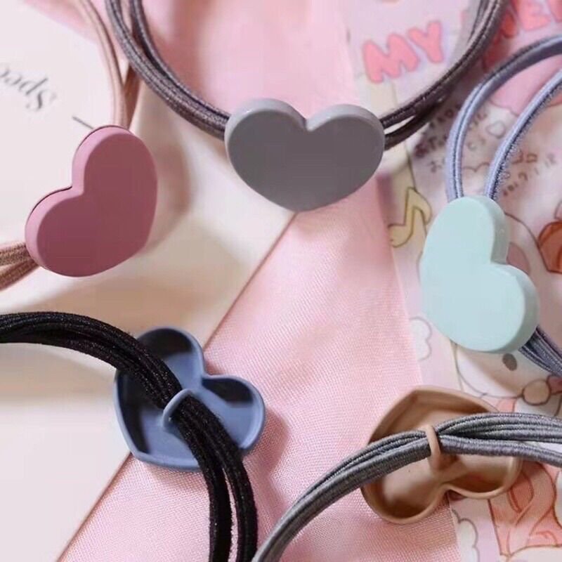 Dây cột tóc màu pastel hình trái tim xinh xắn