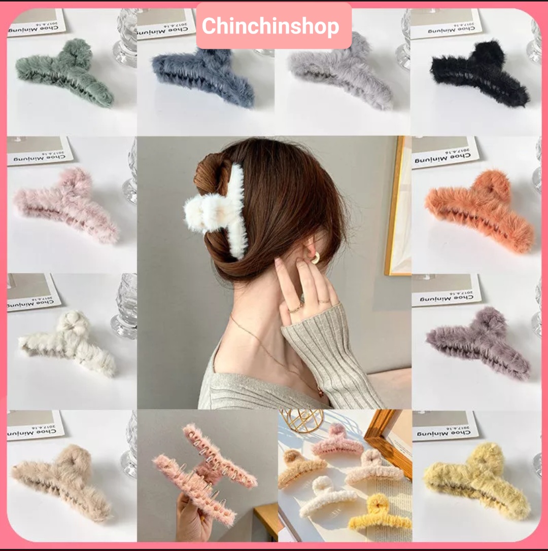 Kẹp tóc nữ lông nhung nhiều màu sắc dễ thương