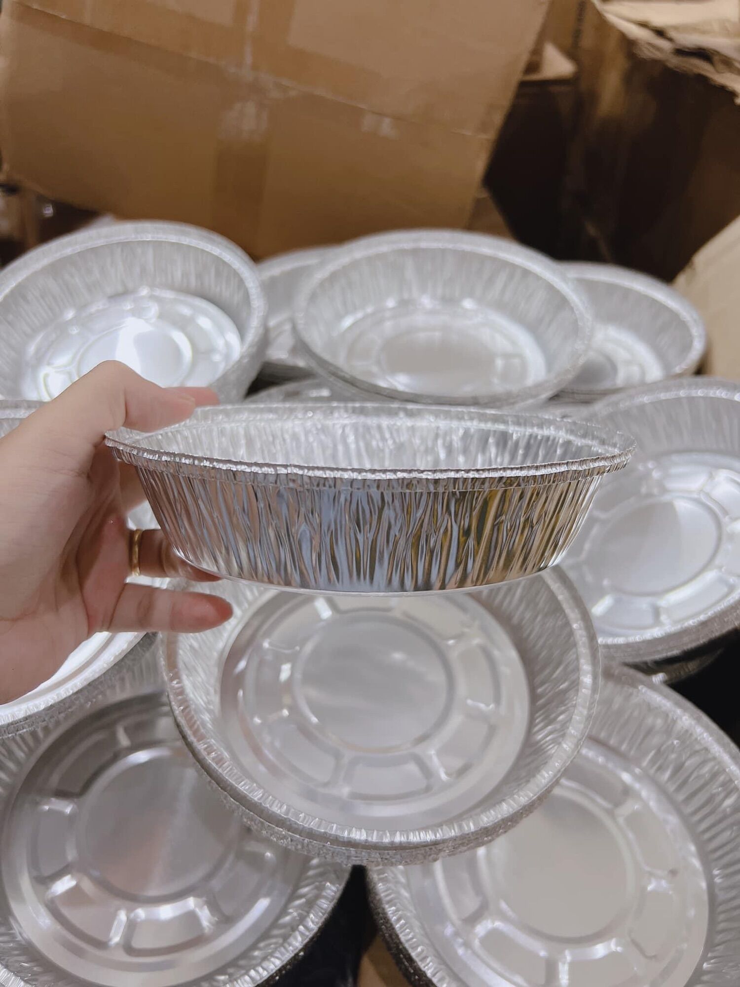 Khuôn giấy bạc nồi chiên không dầu, set 10 khay giấy bạc nồi chiên