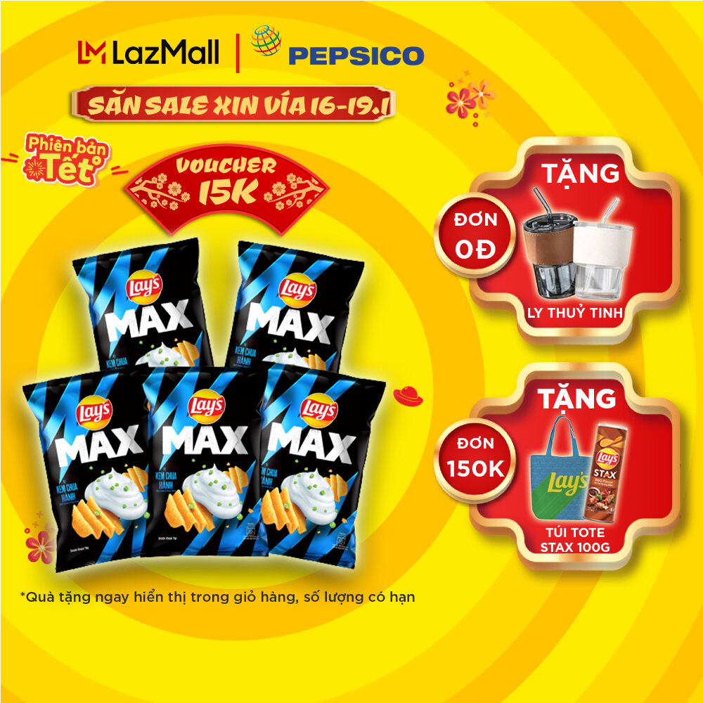 Combo 5 Lay s MAX vị Kem Chua Hành 125G