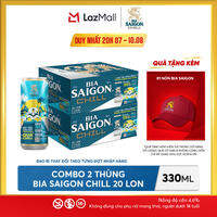 Nồng độ cồn 4.6% - Combo 2 Thùng 20 lon Bia Saigon Chill 330ml