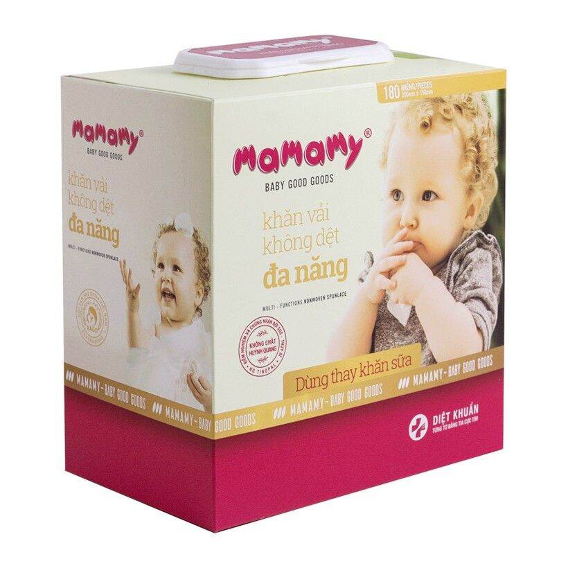 Khăn khô cotton đa năng Mamamy 180 tờ/hộp