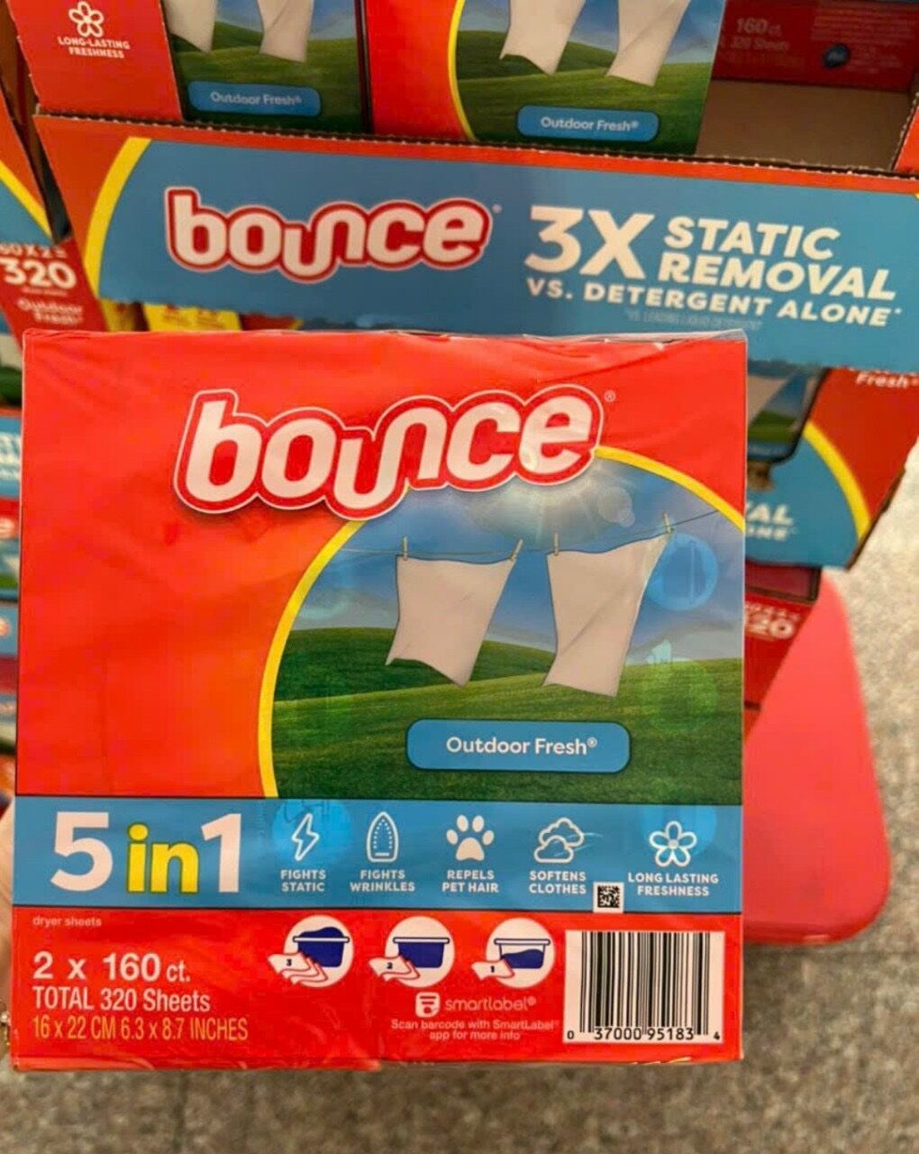 [Mẫu mới 5in1]GIẤY THƠM QUẦN ÁO BOUNCE MỸ 160 TỜ