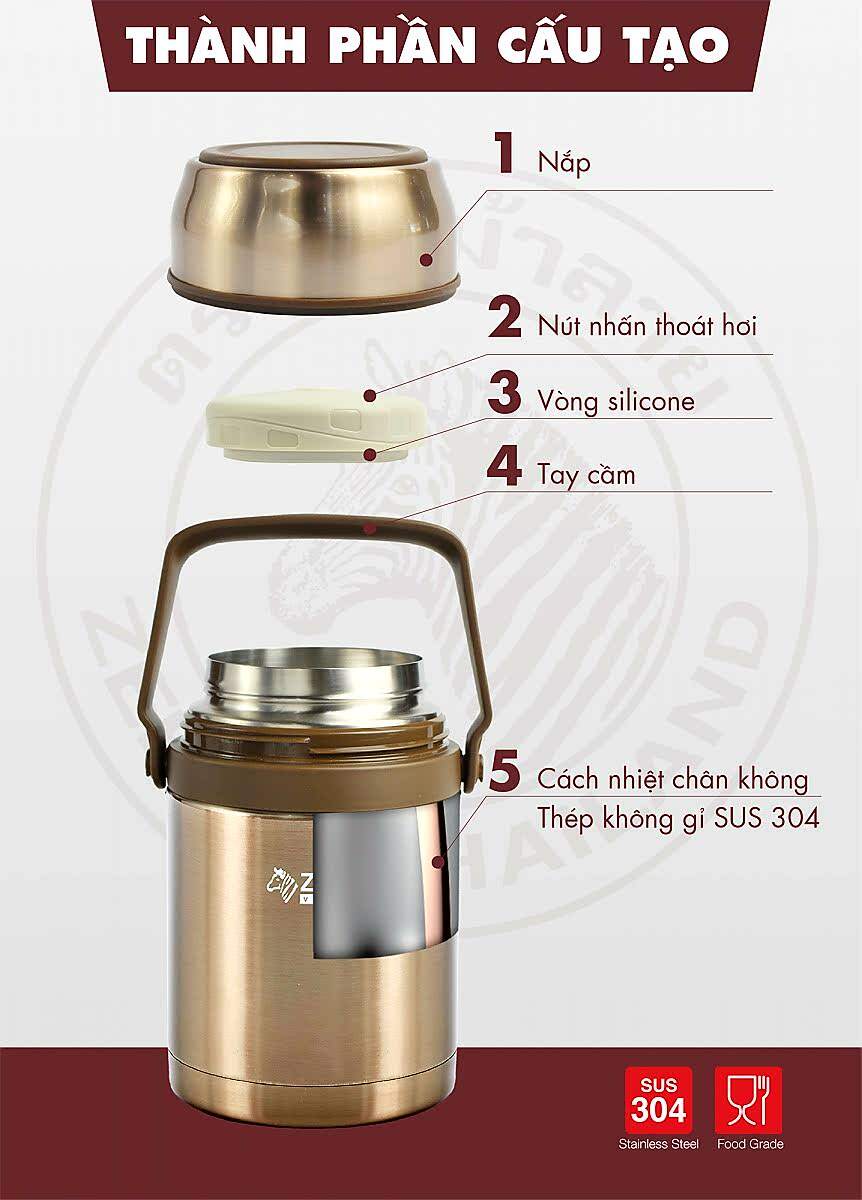 [HCM]CAMEN GIỮ NHIỆT ZEBRA 1L - 152435