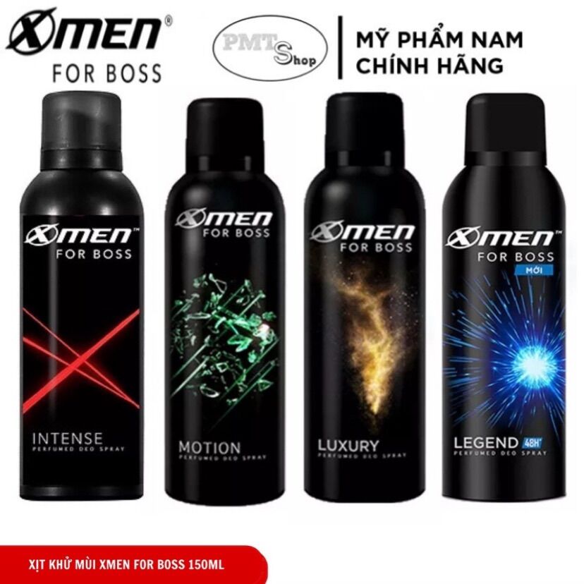 Xịt khử mùi X-Men for Boss 150ml Intense , Luxury , Motion , Legend hương nước hoa -  Xmen đàn ông đích thực