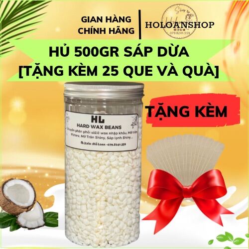 [FRESHIP+QUÀ 10K] 500gr Sáp Wax Lông Nóng Coconut, Cao Cấp thơm mùi dừa tặng kèm 25 que gỗ phết sáp
