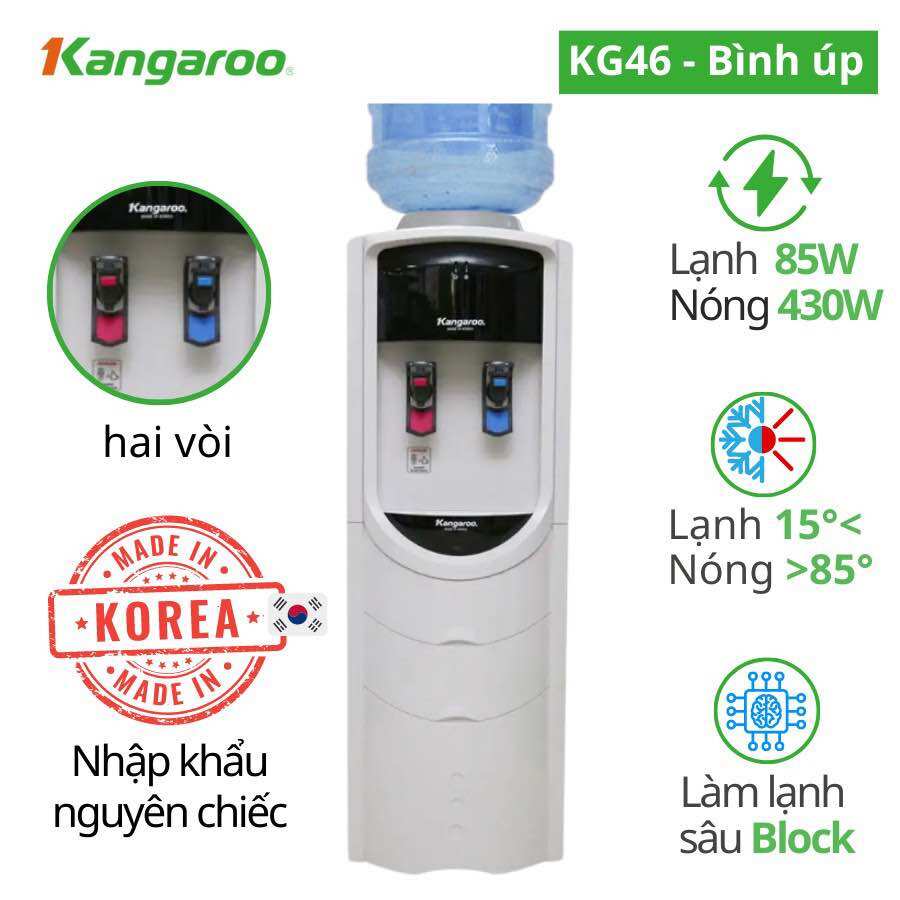 Cây nước nóng lạnh . máy làm nóng lạnh nước uống hàn quốc kangaroo kg46