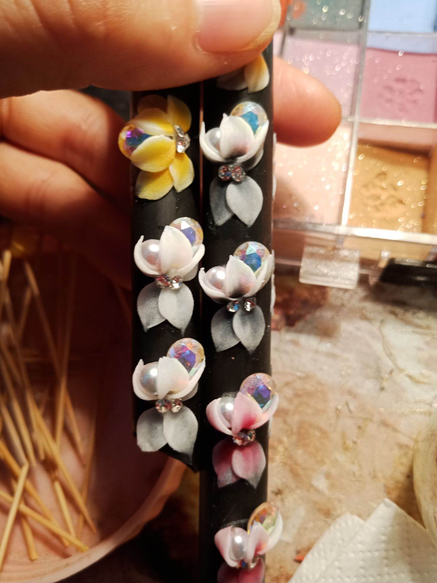 Hoa bột nail ly đá set 10 bông