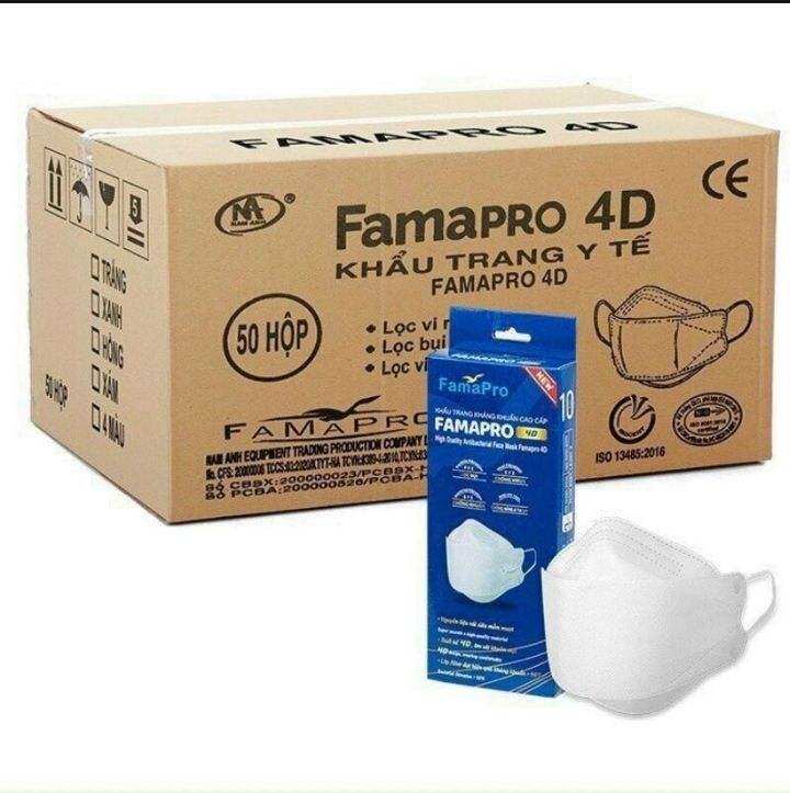 1 thùng 50 Hộp 500 cái Khẩu trang KF94 Famapro màu trắng