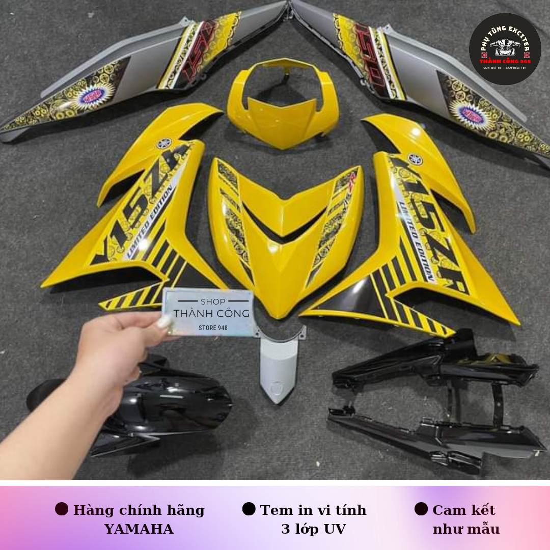 Dàn áo Exciter 150 Vàng Xám mẫu tem Y15ZR + Tặng Tem , Baga