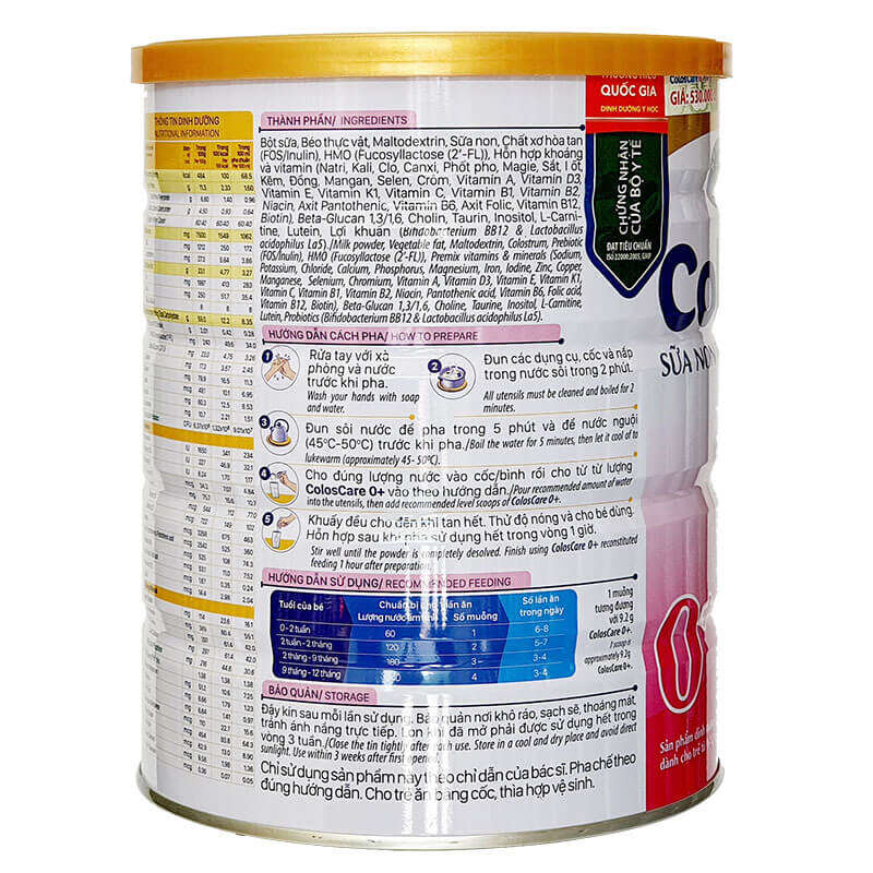 Sữa COLOS CARE 0+ 800g (trẻ từ 0-12 tháng)