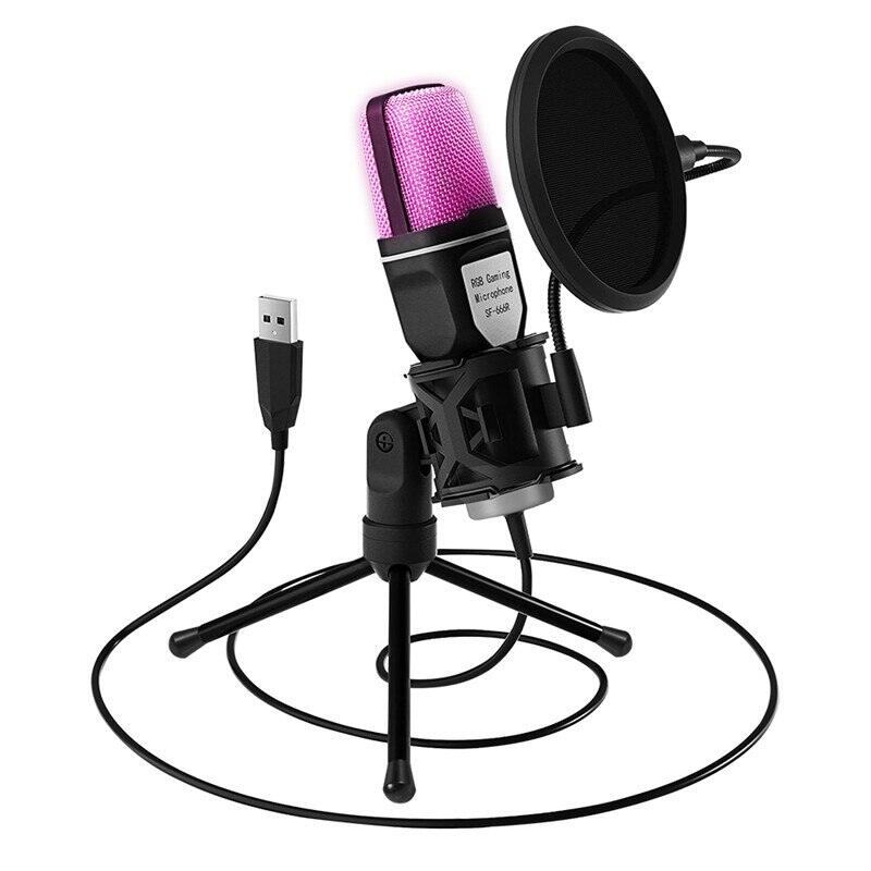 Rgb usb micro điện dung mic chơi game chuyên nghiệp cho podcasting studio ghi âm và phát trực tuyến trên laptop/máy tính để bàn
