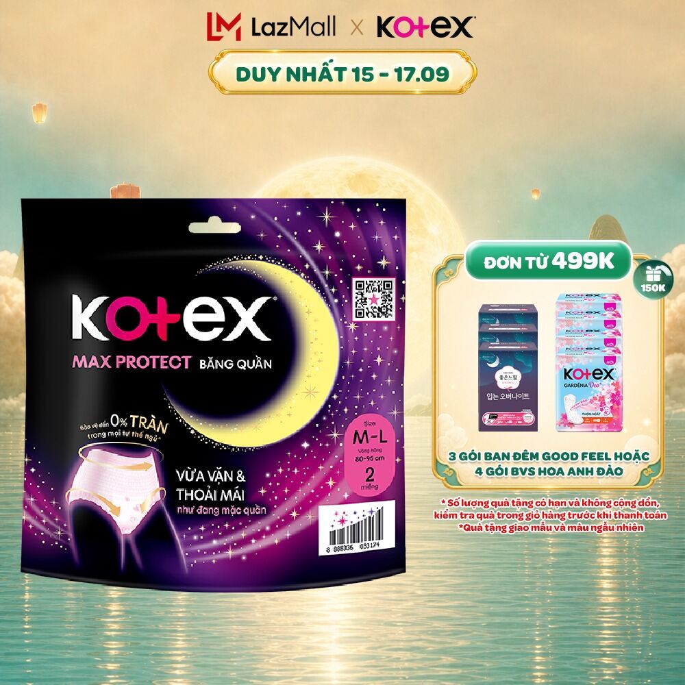 Băng Vệ Sinh Kotex Ban Đêm Dạng Quần cỡ M/L 5 miếng