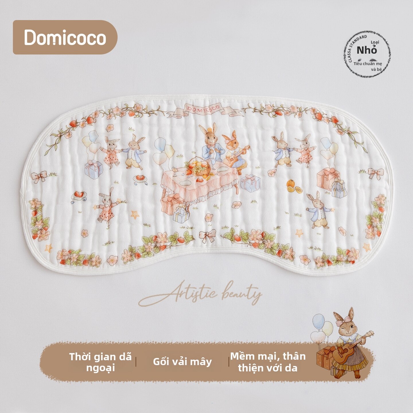 Domicoco | Gối Cho Bé Thoáng Khí Hấp Hút Mồ Hôi Chống Tràn