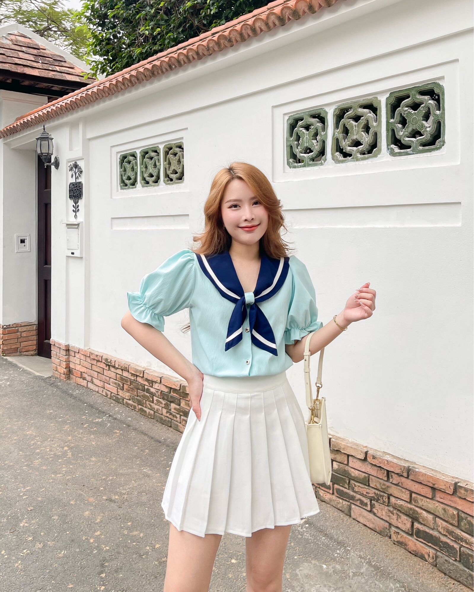 MS154 Áo sơ mi nữ cổ thuỷ thủ bánh bèo, sơ mi công sở nữ siêu xinh ảnh thật