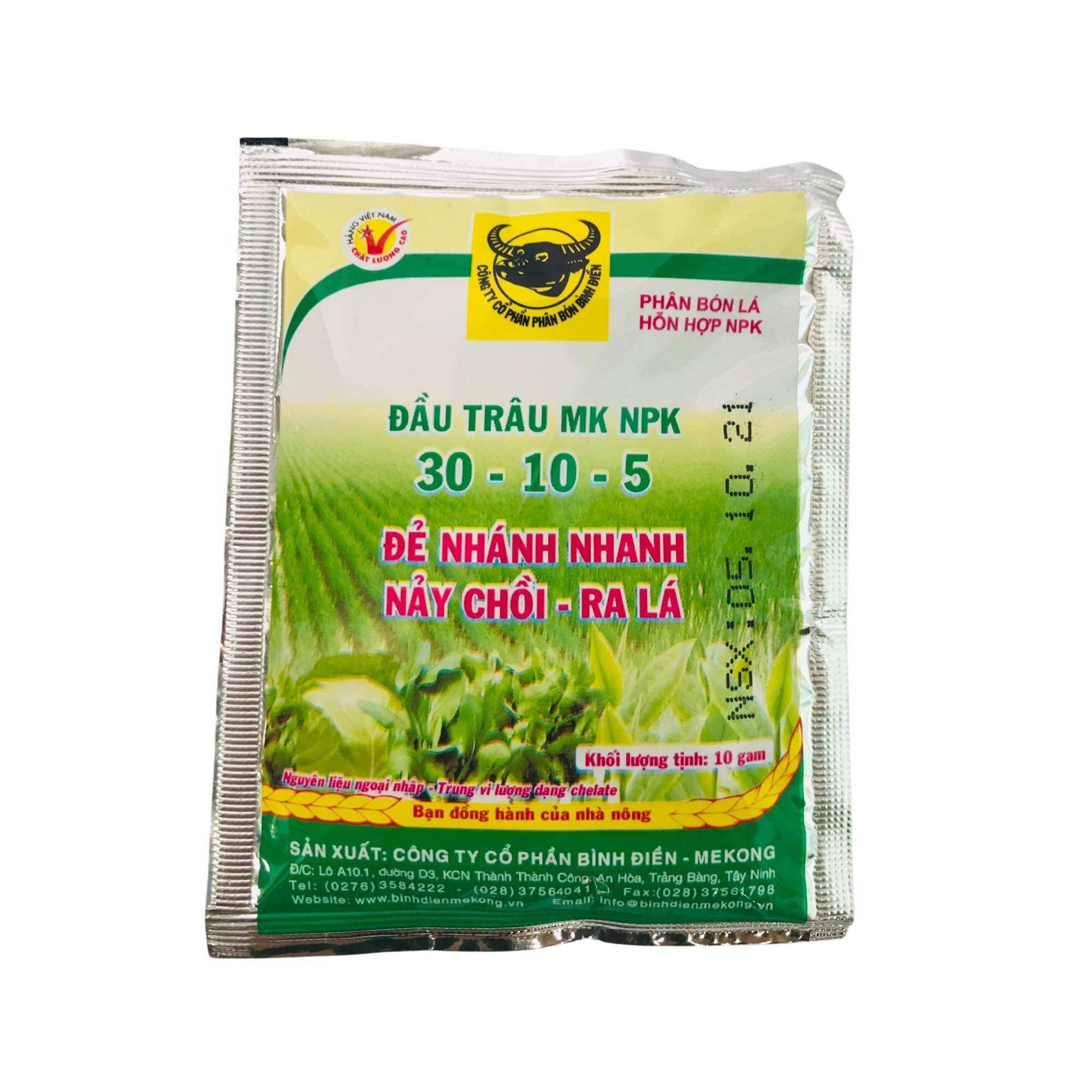 Phân Bón Lá  Đầu Trâu MK NPK 30 - 10 -5 (Nảy Chồi Ra Lá -10Gram)