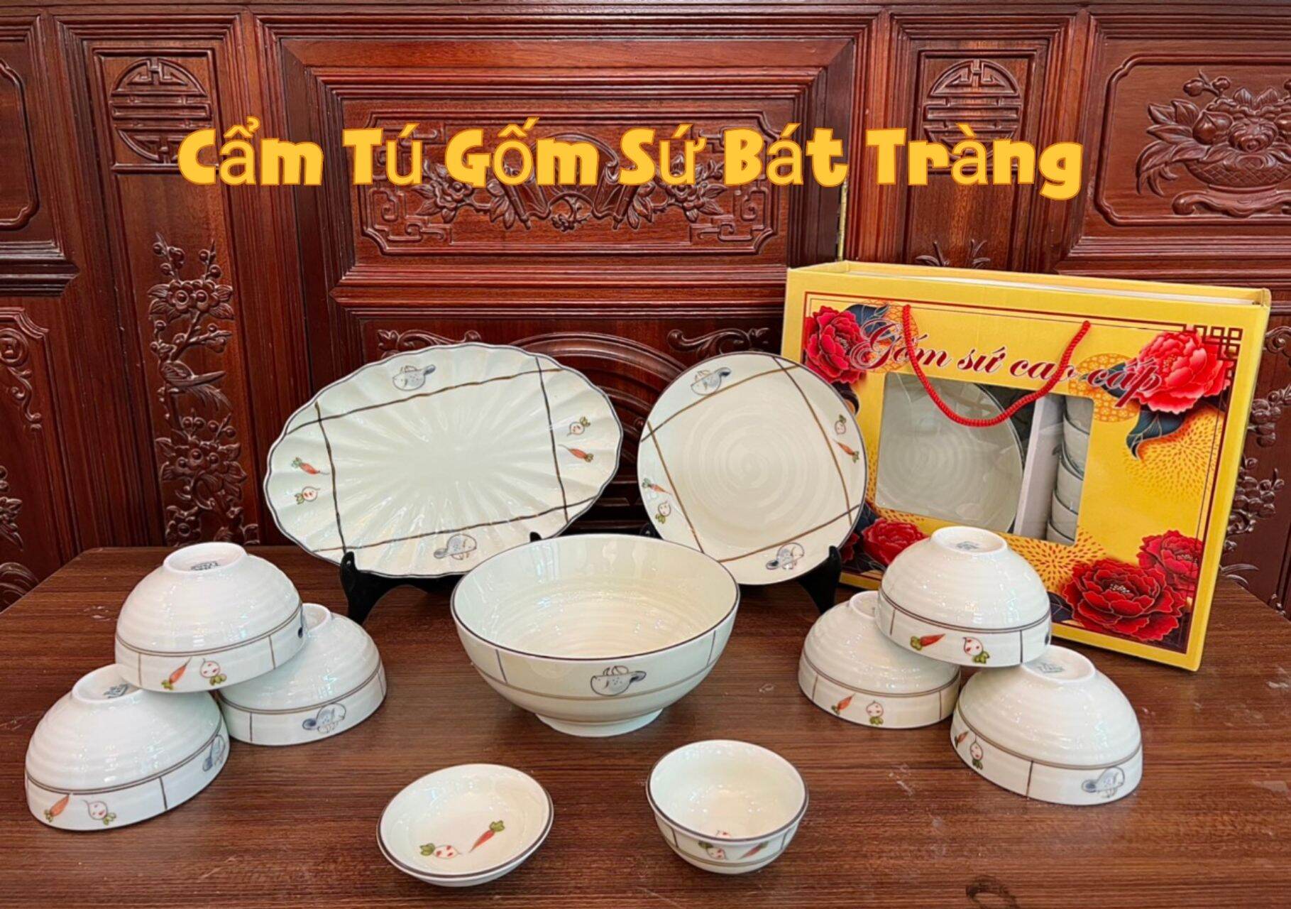 Bộ bát đĩa cao cấp bát tràng