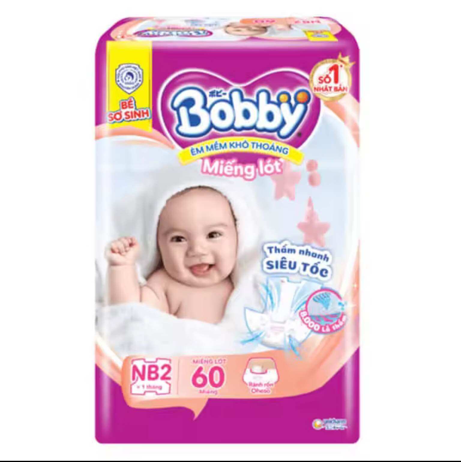 Miếng lót sơ sinh Bobby NB2 60 miếng (Newborn 2 60 miếng)- Date luôn mới