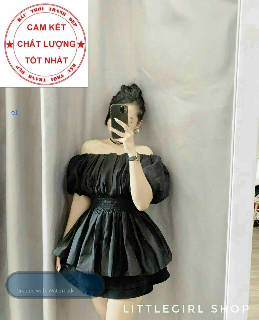Áo trễ vai nhún eo'phụng hoàng