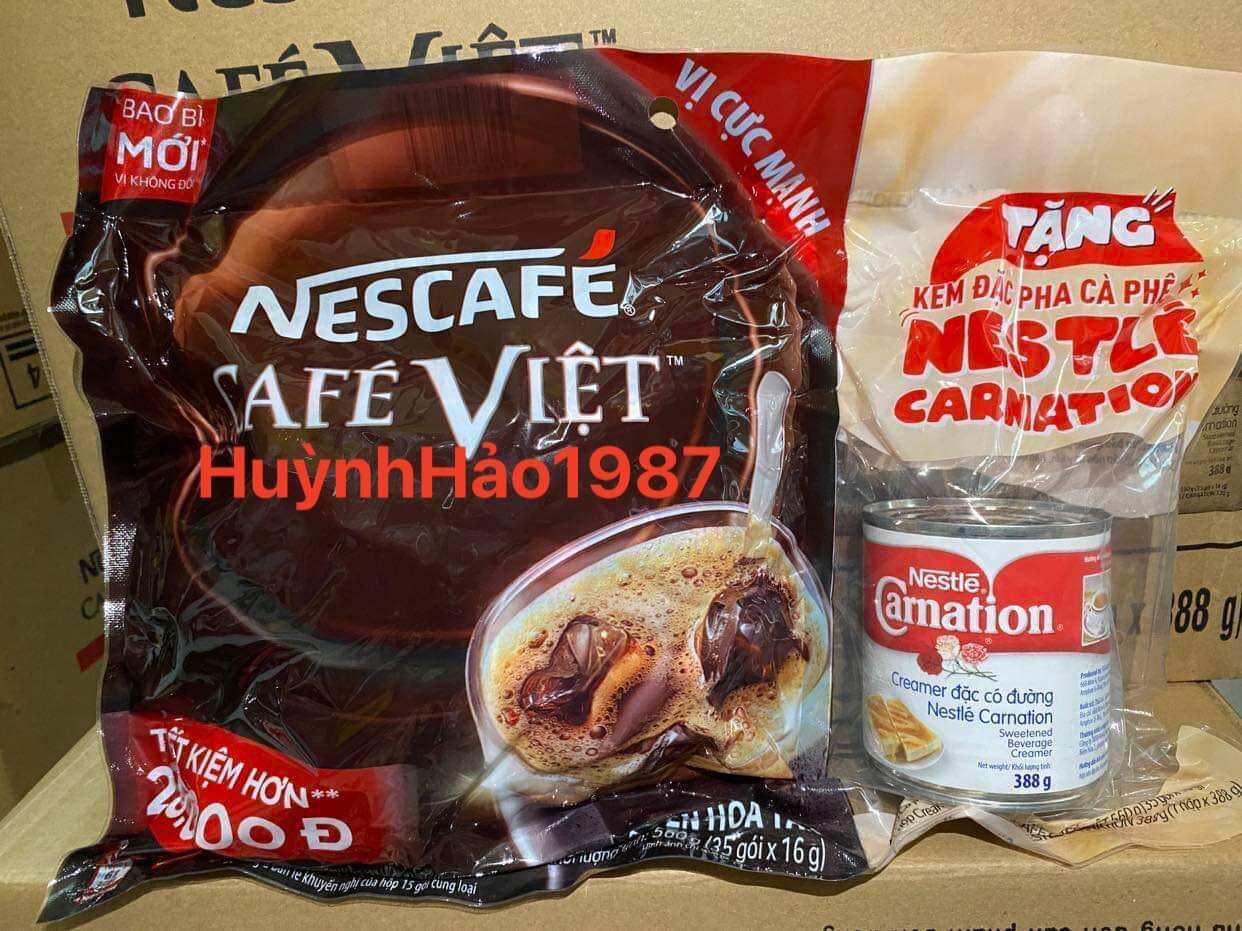 Cà phê việt đen đá - Bịch 35gói + Kem Sữa đặc 388g ( date mới )