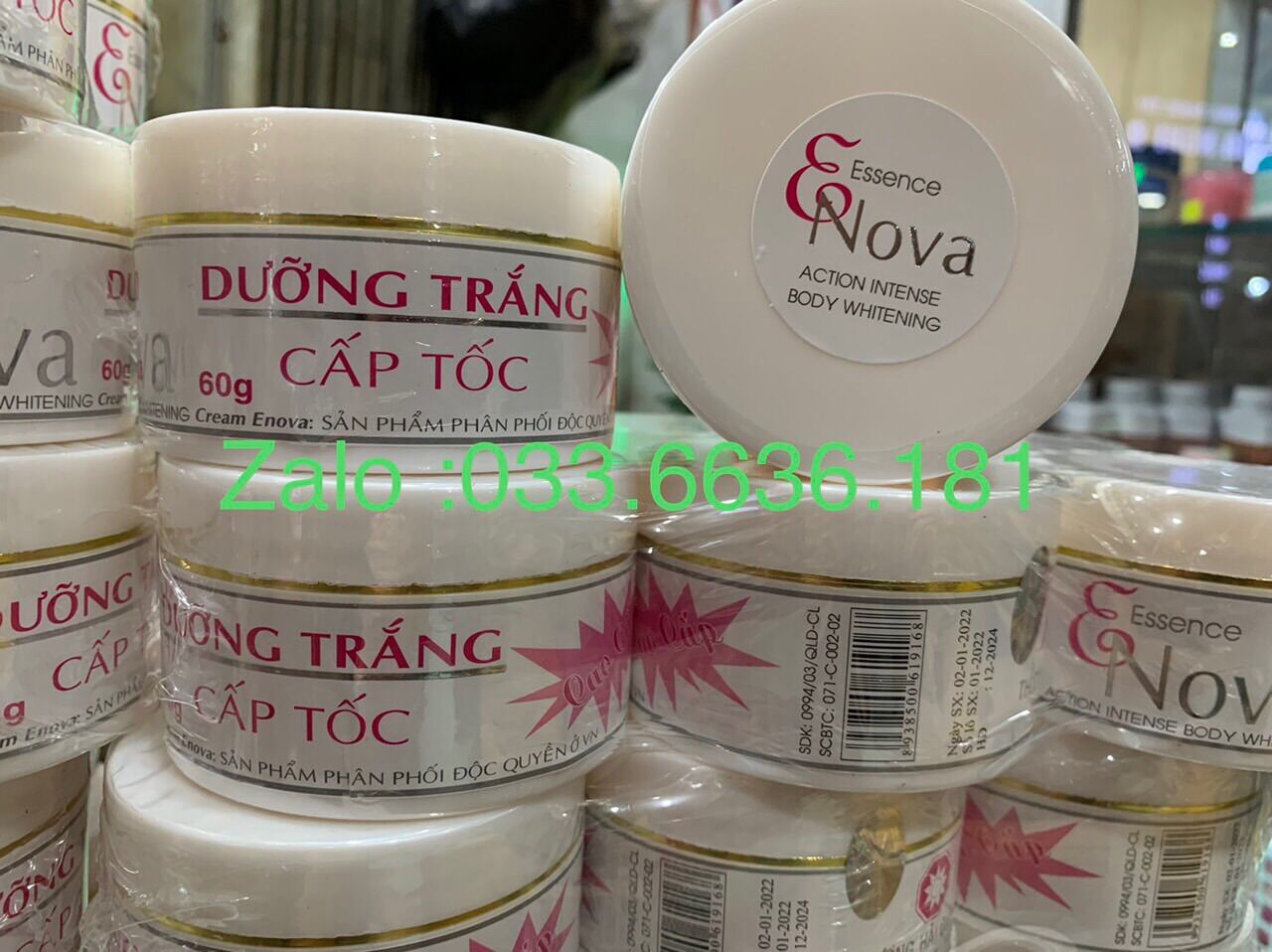 Kem enova dưỡng trắng da cấp tốc hủ 60g