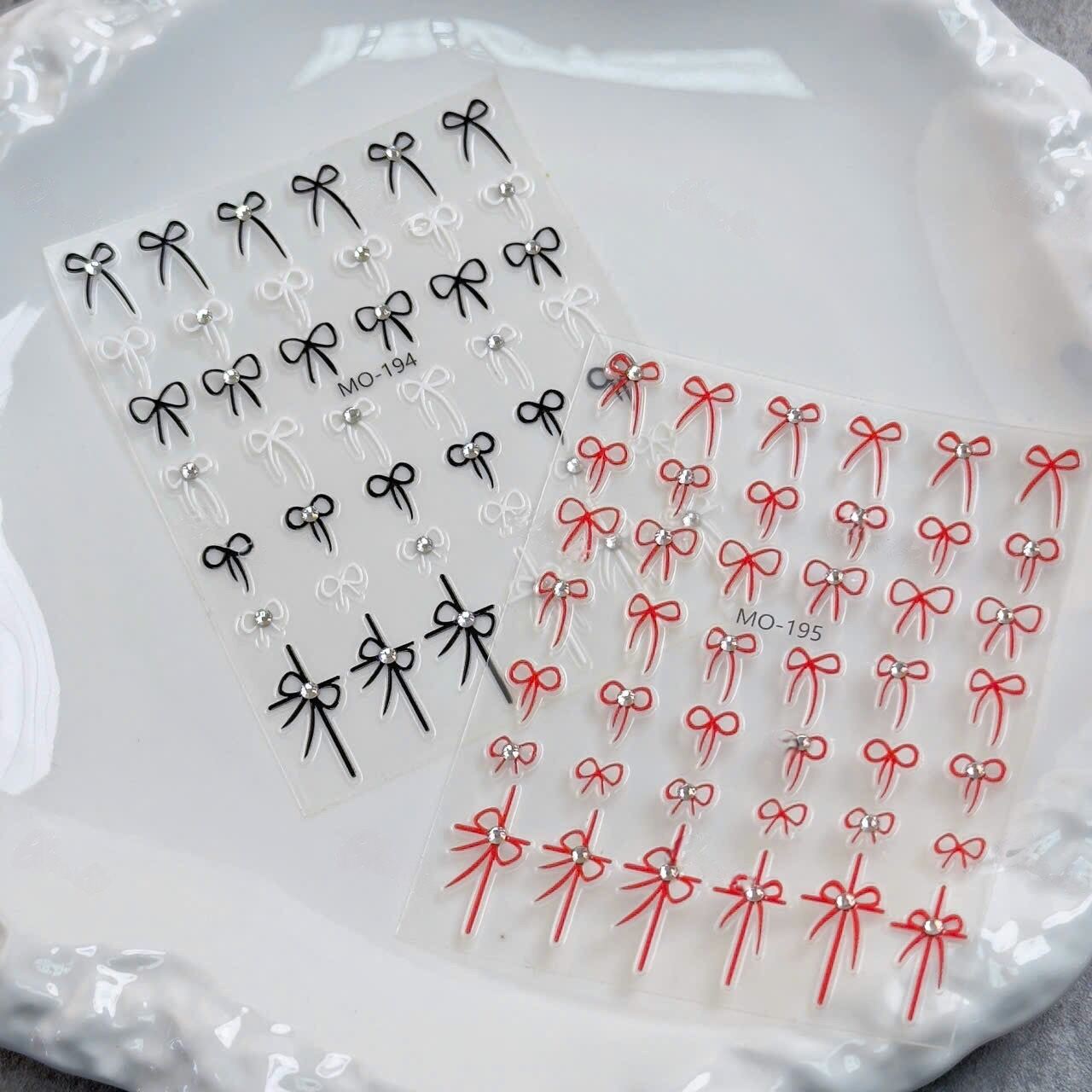 Sticker nơ lụa đính đá tomoni cao cấp dán móng siêu xinh