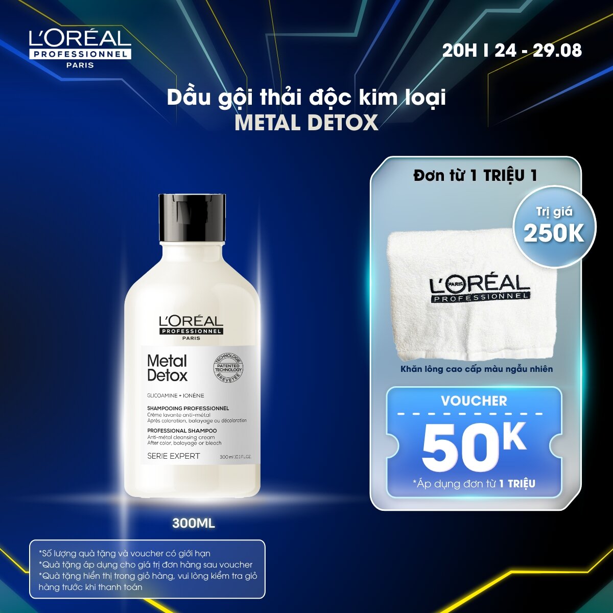 Dầu gội giúp loại bỏ kim loại L'Oréal Professionnel Metal Detox 300ml