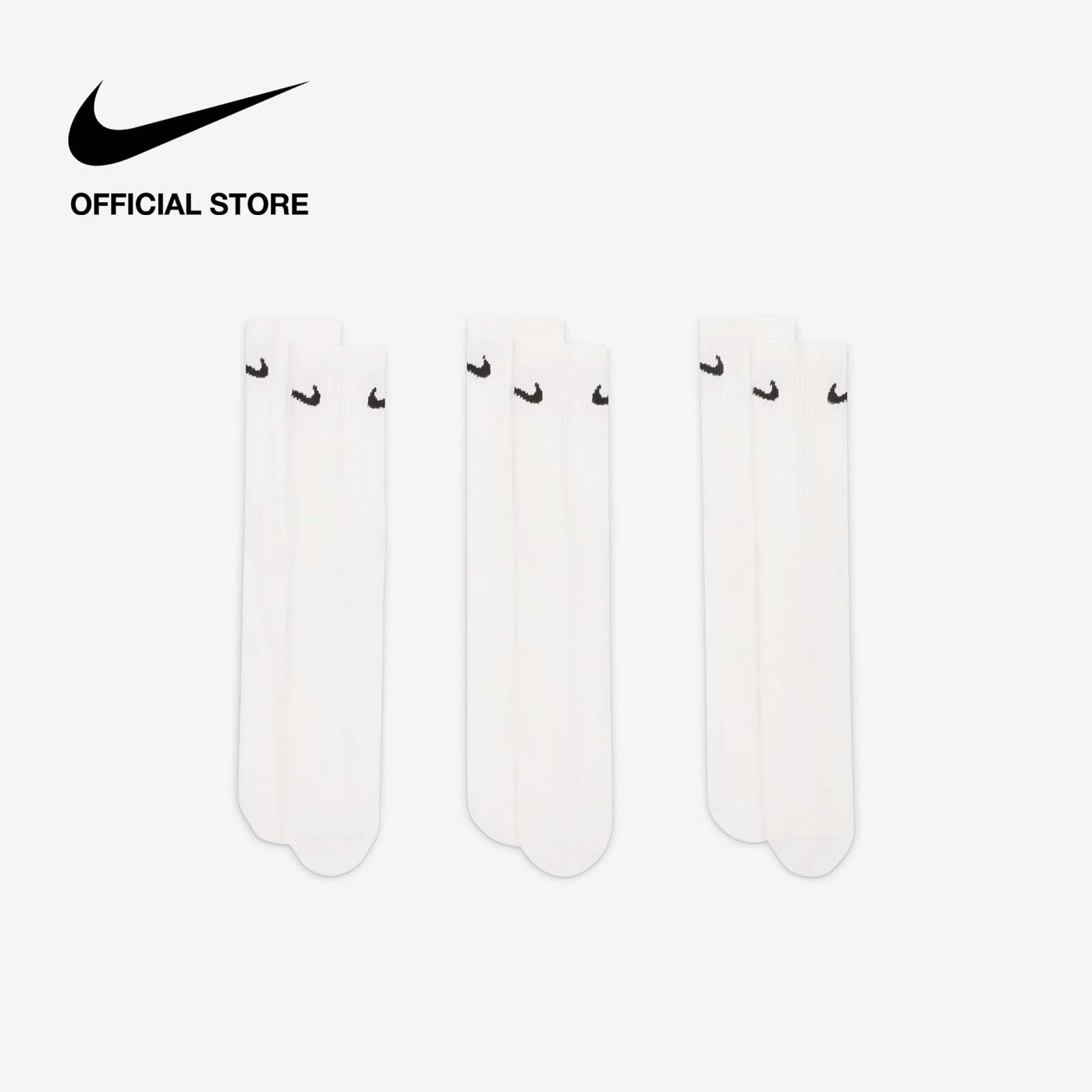 Tất Cổ Cao Nike Mens Everyday Lightweight Training Crew Socks (3 Pairs) - White