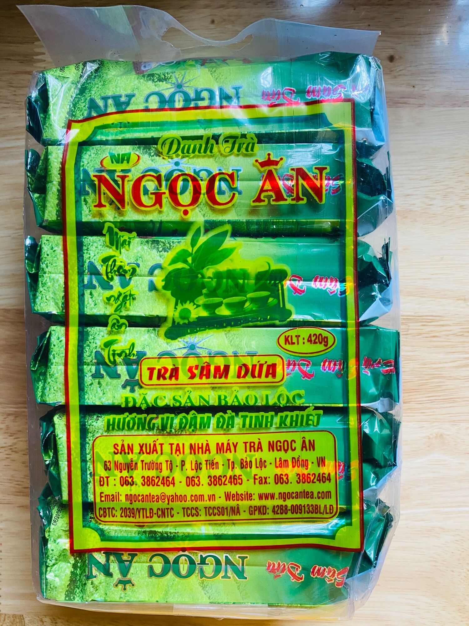 Trà xanh Bảo Lộc trà Sâm dứa 70g/gói 6 gói hương sâm dứa tự nhiên quán ăn cửa hàng bách hóa giao ngay trong ngày