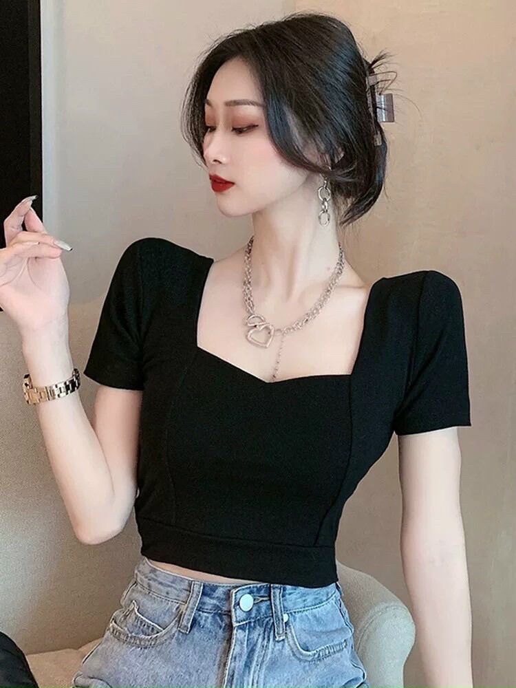 Áo cổ tim borip phong cách thun xinh BG