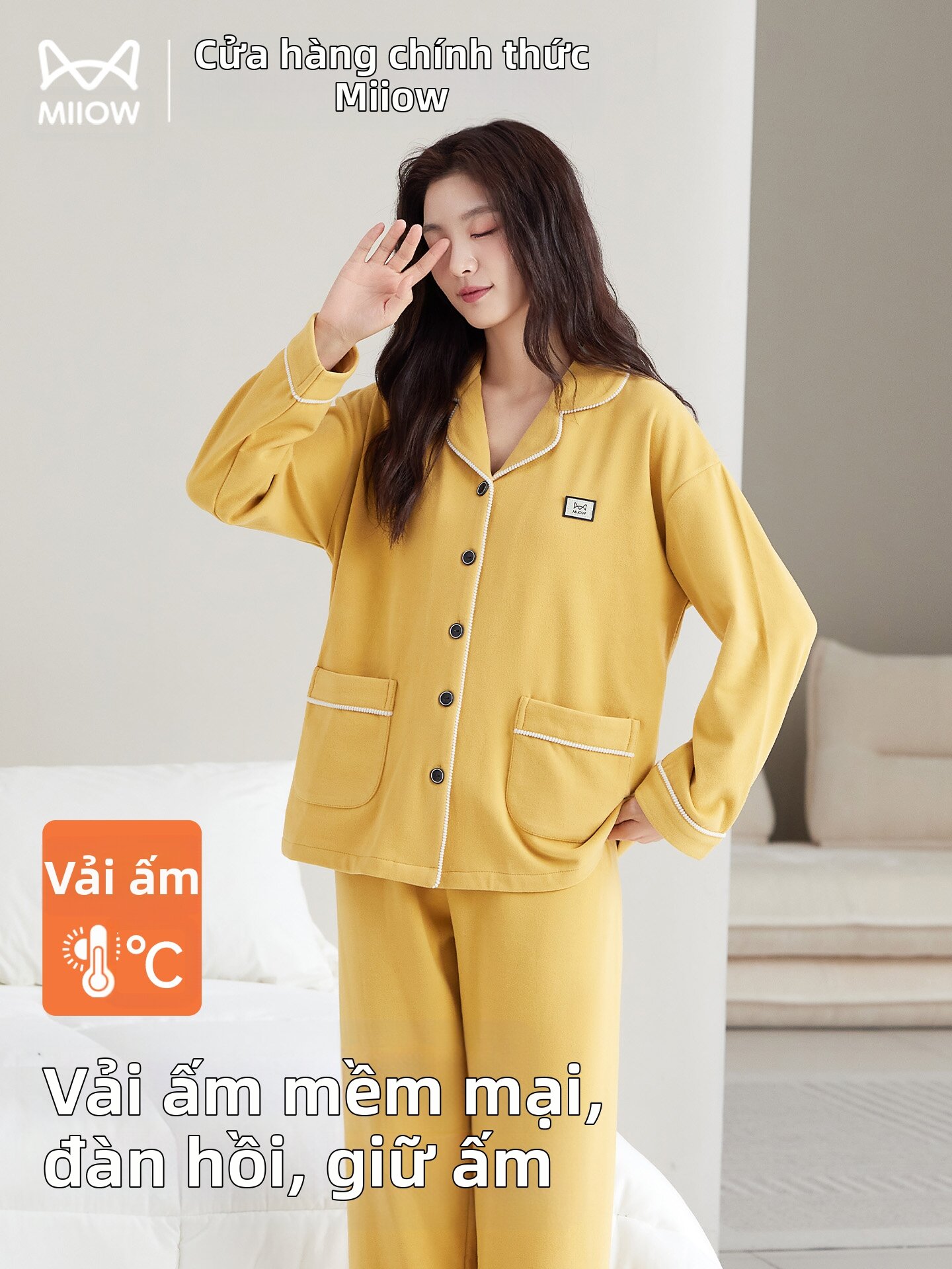[MiiOW | Warm Long Sleeve Pullover Solid Color Sleepwear Set,MiiOW | Warm Long Sleeve Pullover Solid Color Sleepwear Set,] Giá 697,000 Đồng*Miễn phí vận chuyển
