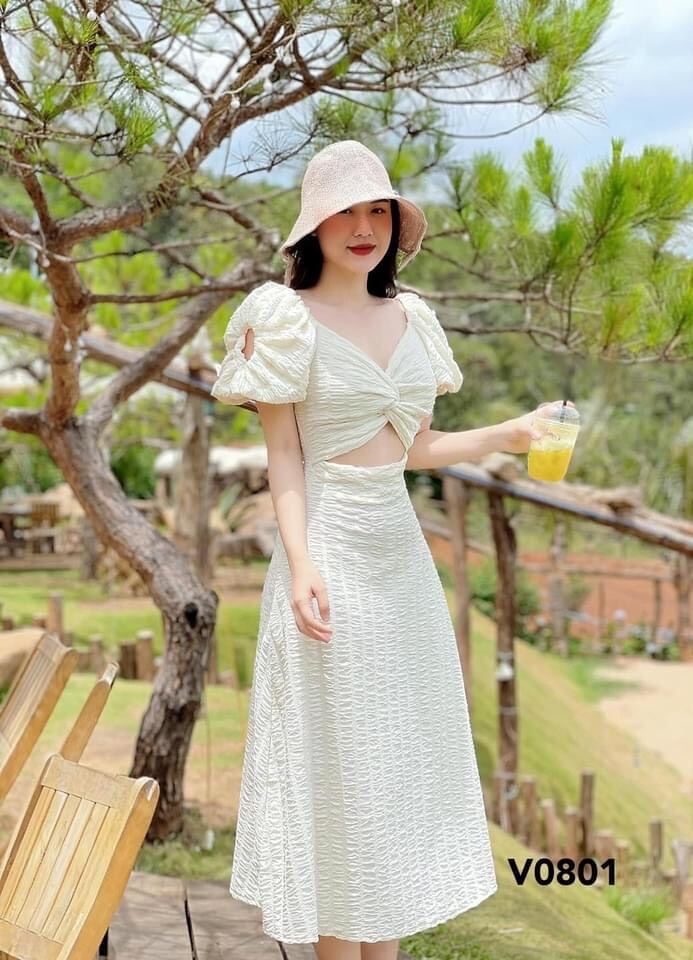 ĐẦM NỮ TAY PHỒNG XỐP CUT OUT BIGSIZE(L-2XL)